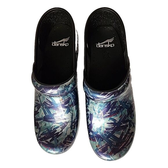 Dansko Professional Clog Painted Multicolor Patent Leather Size EU 38 US 7.5 8 - Picture 3 of 11